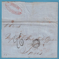 Lac De New York 1855 + "26" Au Tampon Pour Paris + Càd ETATS UNIS Pr Q Brit A Calais K - …-1845 Prefilatelia