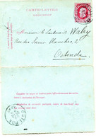 1883 Kaartbrief  Carte Lettre 10c Van Bruxelles Naar Ostende ( Lieutenant Walry ) - Enveloppes-lettres