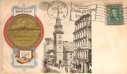 U.S.A. Old South Meeting House BOSTON Mass. Bostonia Condita 1630 Charlestown Station 1906 Cancellation - Boston