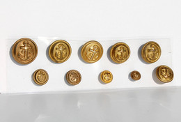 LOT 10 BOUTON UNIFORME - MILITAIRE MARINE ARMEE ANCRE OVALE  10,14,18,20,21,23mm            (2202.80) - Buttons