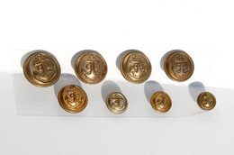 LOT 8 BOUTON UNIFORME - MILITAIRE MARINE ARMEE ANCRE OVALE - 12,14,18,20,21,23mm            (2202.81) - Buttons