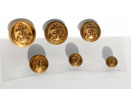 LOT 6 BOUTON UNIFORME - MILITAIRE MARINE ARMEE ANCRE OVALE - 10,12,16,18,20,23mm             (2202.83) - Buttons