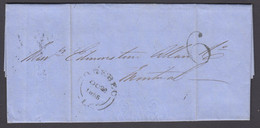 Canada 1855 Stampless Folded Letter, Quebec And "6" To Montreal - ...-1851 Prefilatelia