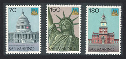 San Marino American Revolution 3v 1976 MNH SG#1056-1058 - Ungebraucht