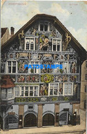 171501 SWITZERLAND SCHAFFHAUSEN BUILDING RITTER DAMAGED CIRCULATED TO ARGENTINA POSTAL POSTCARD - Hausen Am Albis 