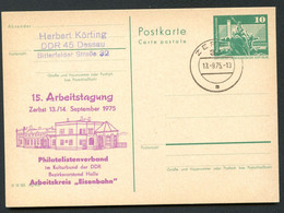 DDR P79-4a-75 C26-a Postkarte PRIVATER ZUDRUCK Bahnhof Zerbst  Stpl. 1975 - Privatpostkarten - Gebraucht