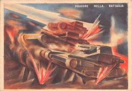 1901"FOLGORE NELLA BATTAGLIA-I REGIMENTO CARRISTI" DISEGNO DI GAMBALDI 'ANNI 40  Cartolina Originale - Regiments