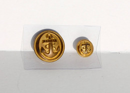 LOT 2 BOUTON UNIFORME ANCIEN - MILITAIRE MARINE ARMEE NAVAL ANCRE OVALE  12,21mm             (2202.91) - Bottoni