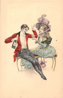 Petit Couple Précieux à La Coupe De Champagne Belle Illustration 1900 M.Munk Série Vienne MM 405 - Vienne