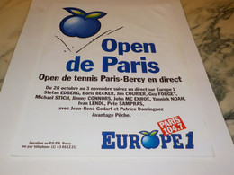 ANCIENNE PUBLICITE EUROPE 1 ET OPEN DE PARIS 1991 - Altri & Non Classificati