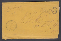 Canada 1871 Stampless Cover, Goderich With "Paid 3" To Toronto - ...-1851 Voorfilatelie