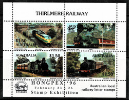 Australia 1986 Thirlmere Railway OP HONGPEX '96 Exhibition Cinderella Sheetlet MNH - Cinderelas