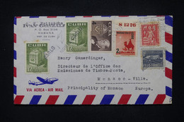 MONACO / CUBA - Griffe Linéaire De Monte Carlo Sur Affranchissement De La Havane Sur Enveloppe En 1957 - L 107749 - Brieven En Documenten