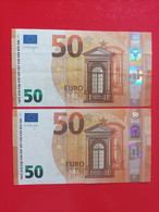 Pareja De 50 Euros De La Plancha V010 Uno De La VA(VERY SCARCE) Y Otro De La VB, Draghi - 50 Euro