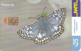 Nº 184 TARJETA DE URUGUAY DE UNA MARIPOSA (CHIP G5 ROJO) BUTTERFLY - Uruguay