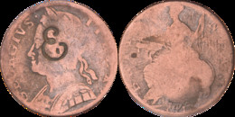 Grande-Bretagne - 174? - Georges II - 1 Farthing - Contremarque E Cursif - H001 - A. 1 Farthing