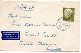 53233 - Bund - 1959 - 1DM Heuss I EF A. Lp.-Bf. KOELN Nach Newkirk, OK (USA) - Storia Postale