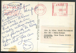 ZAIRE - O.M. ROUGE COMPAGNIE AERIENNE DE KINSHASA - 1 LE 23/4/1973 / CP POUR USA - TB - Usados