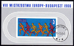POLAND 1966 European Athletics Block Used.   Michel Block 39 - Blocks & Kleinbögen