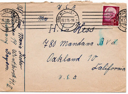 53251 - Bund - 1955 - 40Pfg. Heuss I EF A. Bf. Von MUENCHEN Nach Oakland, CA (USA) - Storia Postale
