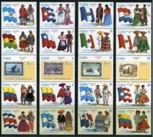 CUBA 1990, HISTORY Of LATIN AMERICA, FLAGS, COSTUMES And POSTAGE STAMPS, COMPLETE MNH SERIES In GOOD QUALITY, *** - Unused Stamps