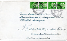 53258 - Bund - 1959 - 4@10Pfg. Heuss I A. Bf. Von FEUCHTWANGEN Nach Oesterreich - Storia Postale