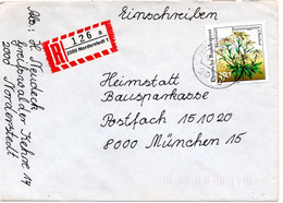 53261 - Bund - 1991 - 350Pfg. Rennsteiggarten EF A. R-Bf. Von NORDERSTEDT Nach Muenchen - Cartas & Documentos