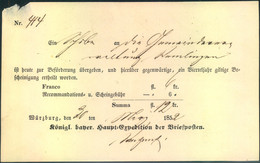 1852, Ortsdruck-Postschein Von Würzburg - Storia Postale