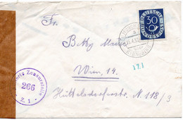 53276 - Bund - 1953 - 30Pfg. Posthorn EF A. Bf. Von MUENCHSHOEFEN Nach Oesterreich, M. Oesterr. Zensur - Lettres & Documents