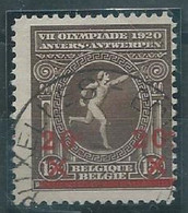 BELGIUM Olympic Overprinted Stamp 15c Used With Low Dot Under The Left C - Sommer 1920: Antwerpen