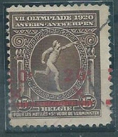 BELGIUM Olympic Overprinted Stamp 15c Used With Displaced Overprint To The Top - Summer 1920: Antwerp