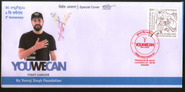India 2021 YOUWECAN Fight Cancer Yuvraj Singh Cricket Health Special Cover # 6881 - Krankheiten