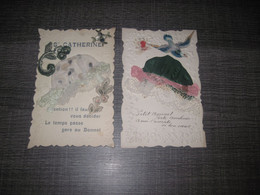 Cartes Postales Brodées Lot De 2 - Borduurwerk