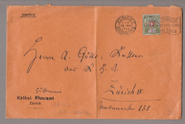CH Portofreiheit Zu#4 5Rp. Kl#333 Brief Des Kathol. Hilfsvereins Zürich - Franchise