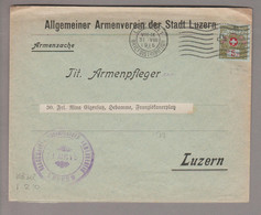 CH Portofreiheit Zu#4 5Rp. Kl#302 1915-08-31 Luzern Brief Allgemeiner Armenverein Luzern - Portofreiheit