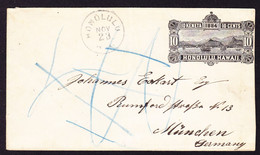 1884  10c GZ Brief Aus Honolulu Via New York Nach München. Senkrechter Bug. - Hawaii