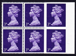 1967 Pre-decimal Machins 3d, Violet In Right Marginal Block Of 6, Both Right Stamps Inperforate, Mint Never - Variétés, Erreurs & Curiosités