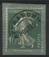 N° 51 Type Semeuse Camée Avec Variété D'Impression (traces Vertes Dans La Valeur "10c") Sur Fragment. Voir Photos - Used Stamps