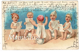 HUMOUR ENFANTS. Bébés Multiples Chanteurs Assis Sur Des Pots De Chambres.1905. TBE - Humorkaarten