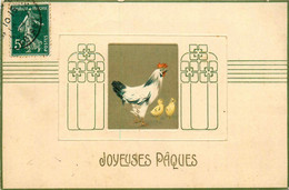 Thème Fête * Joyeuses Pâques * Coq Et Poussins * Cpa Gauffrée Embossed - Easter