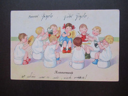 AK Künstler AK Um 1912 Kinder Sitzen Auf Töpfchen / Kammermusik Bahnpoststempel Basel Ambulant - Children's Drawings