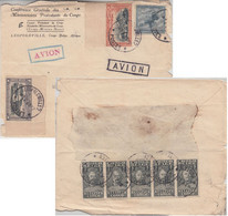 Belgisch Congo - 5 C. Stanley 5er-Streifen/Bogenrand U.a. Luftpostbrief 1930 - Lettres & Documents