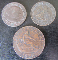 Espagne / Espana - 3 Monnaies 5 Centimos Et 10 Centimos 1867, 1870 -  Collections