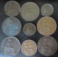 Grande-Bretagne / Great Britain - 9 Monnaies Victoria / George V / Edward VII Entre 1861 Et 1918 - Sammlungen
