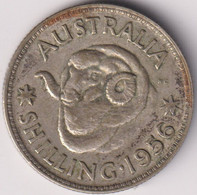 AUSTRALIA , SHILLING 1956 , UNCLEANED SILVER COIN - Shilling