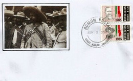 MEXIQUE.Emiliano Zapata,révolutionnaire Mexicain & V.Carranza,sur Lettre Jalisco  (Mexico) - American Indians