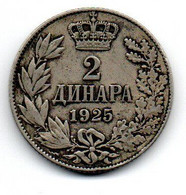 Yougoslavie -  2 Dinara 1925 -  état  TB+ - Yugoslavia