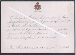 Convite Do Rei D. Luis Em 1881 Para Real Paço De Cascais.  Invitation Of King D. Luis In 1881 To Real Paço De Cascais - Historical Documents