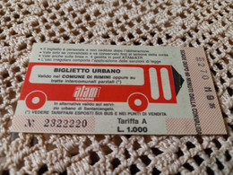 BIGLIETTO AUTOBUS ATAN RIMINI LIRE 1000 - Europa