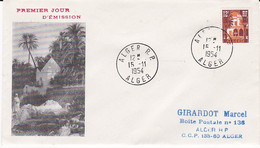 FRANCE , ALGERIE (CM ) Enveloppe FDC 1er Jour , Yt 313 B, Obl Alger  15/11/1954  ( Maximum Card ) - FDC